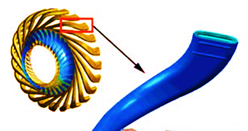 A close-up of a blue and yellow object

Description automatically generated
